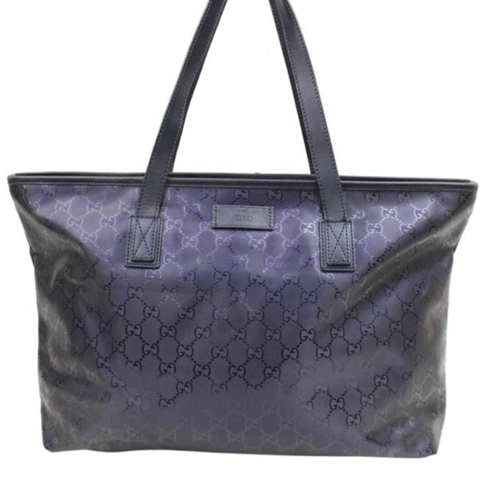Gucci Navy Monogram GG Zip Blue Canvas Tote 💕